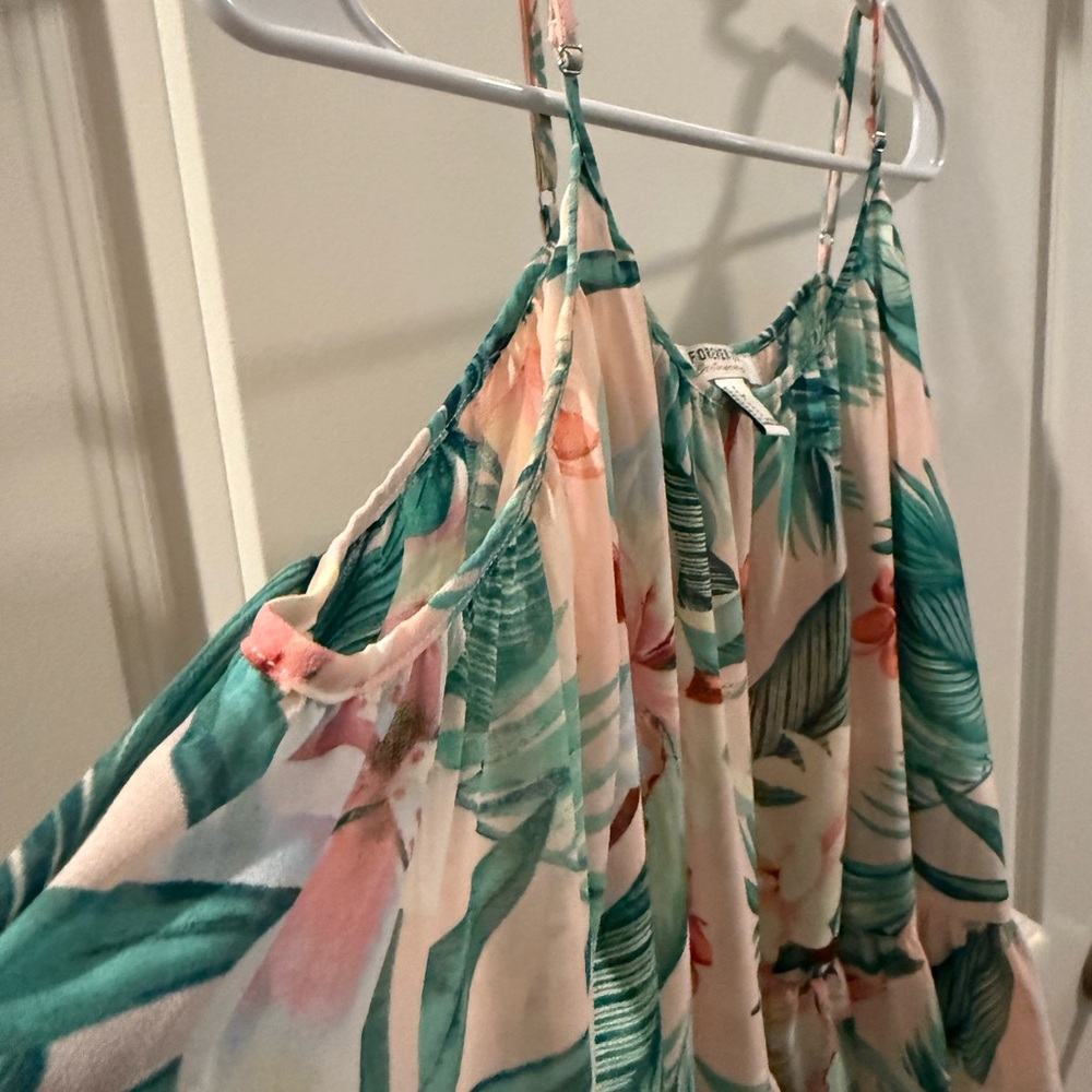 NWOT Forever 21 Tropical Floral Blouse - Pink and Green - Picture 6 of 8